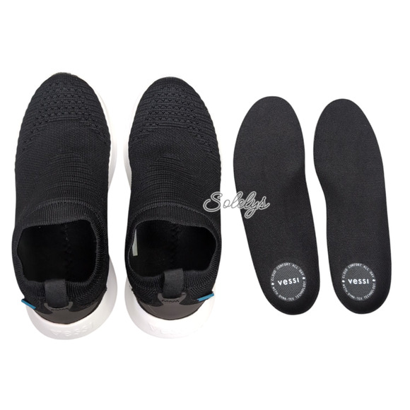 Vessi Everyday Move Slip On Womens 5 Onyx Black White Waterproof DymaTex Sneaker - Picture 11 of 13